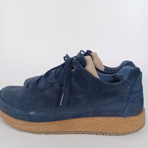 Birkenstock Womens Sneaker Size 6 W EU 37 Blue Suede Lace Up Bend Low Top - Picture 3 of 9
